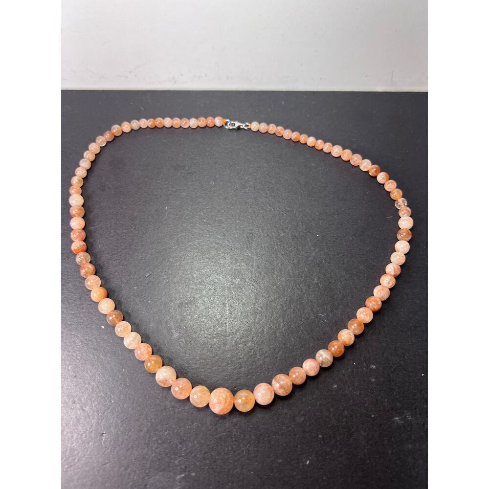 Sunstone graduated bead necklace 18 inches with sterling clasp